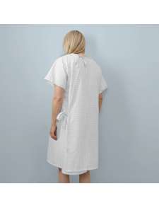 Bata paciente hospital Topos Azules  apertura trasera y cierre por cintas"