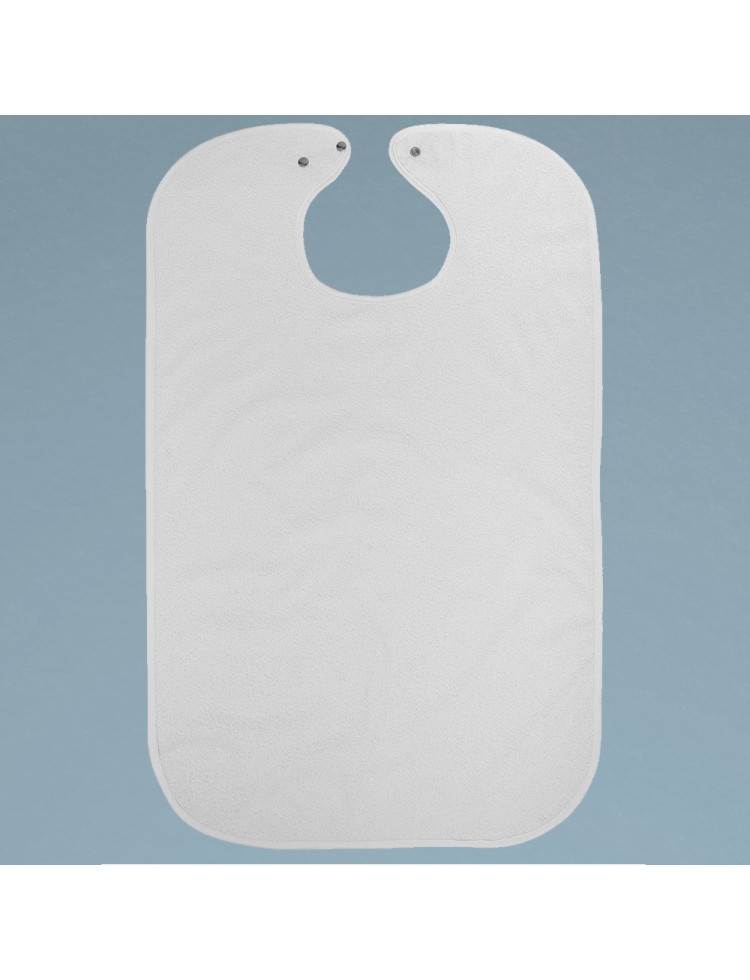 babero para adulto blanco rizo pvc con corchetes 50x85