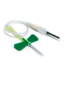 Caja de 50 palomillas de seguridad BD Safety-Lok 21G, ala verde, sin portatubos